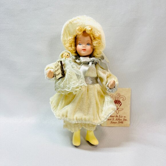 Kurt Adler Jocelyn Mostrom Porcelain Doll Fleur de Lis Winter Hanging Ornament - Picture 6 of 10
